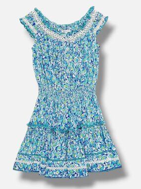 Poupette St Barth Baby Girls' Blue Alba Floral Dress Size 2T